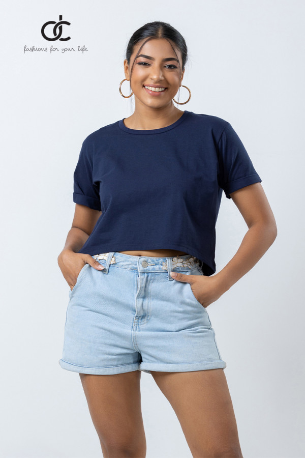 ROLLER SLEEVE RIB CROP TOP